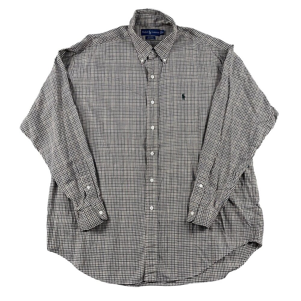 Ralph Lauren Blake Button Down Shirt Mens XL Navy & Maroon Check